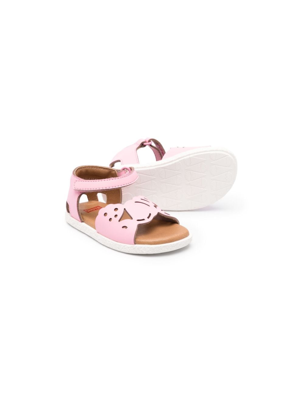 Shop Camper Miko Twins Perforated Leather Sandals In Pink