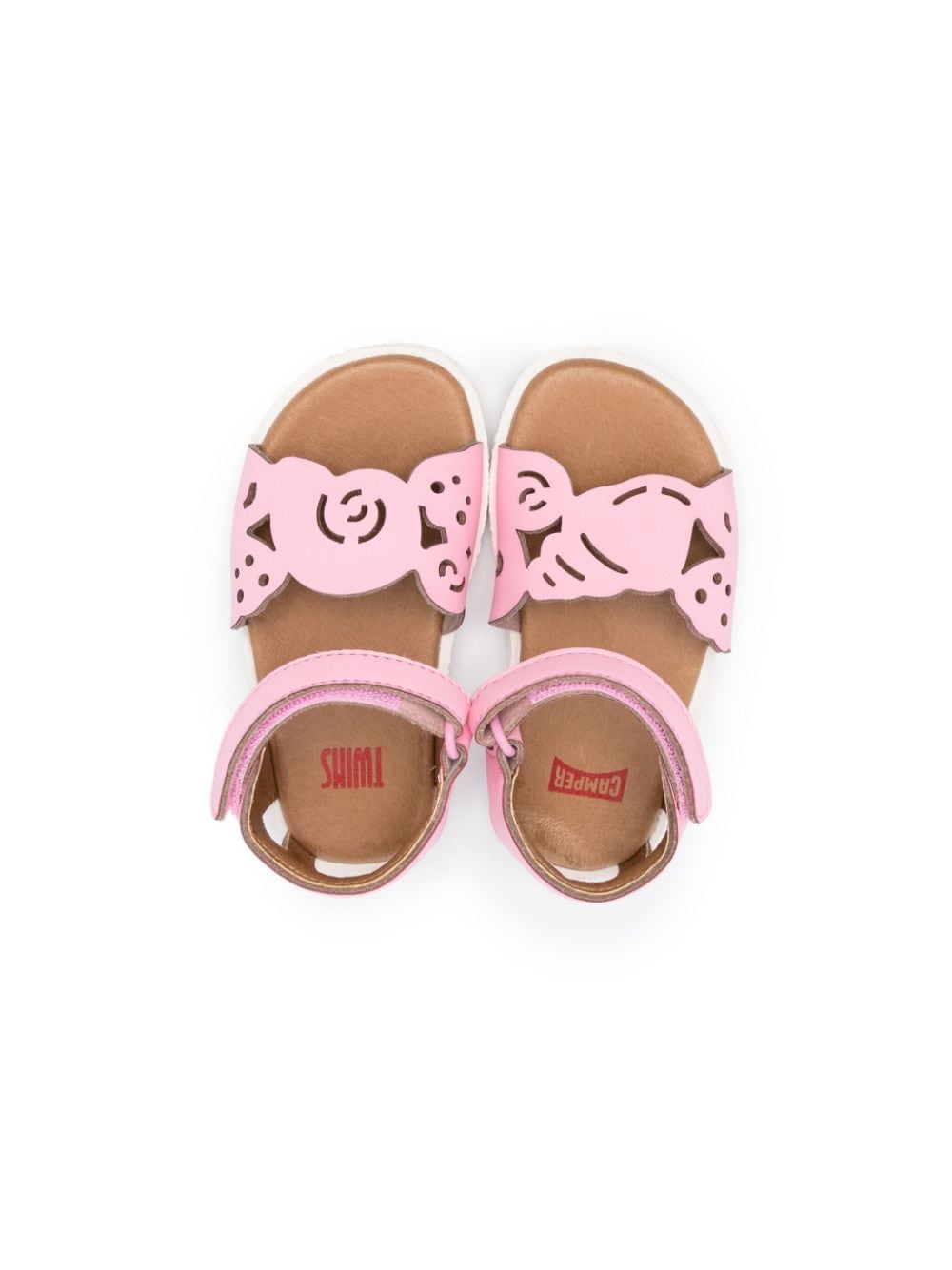 Shop Camper Miko Twins Perforated Leather Sandals In Pink