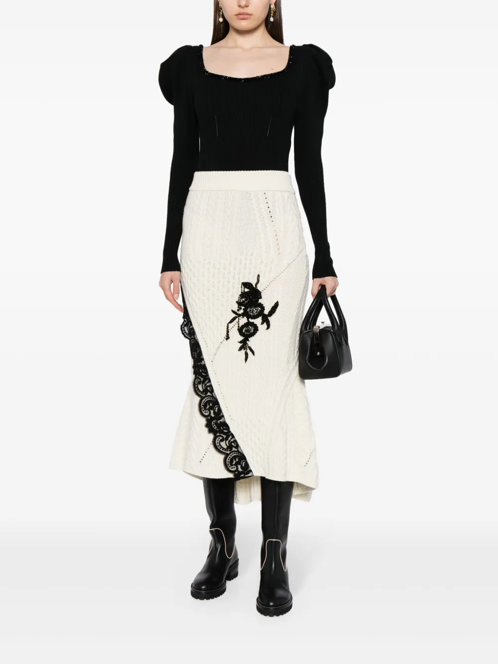 Erdem Asymmetrische gebreide rok - Beige
