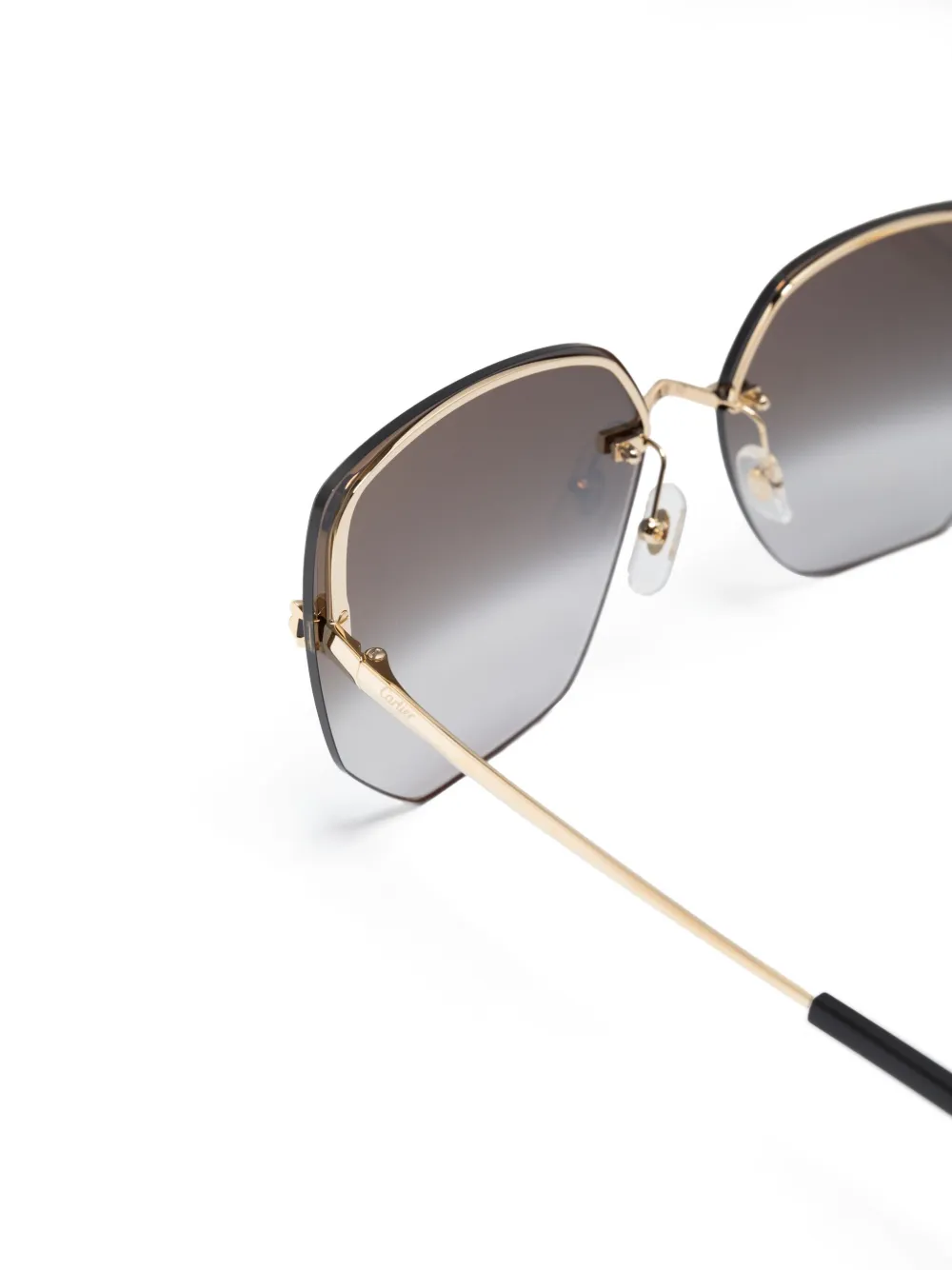 Shop Cartier Panthère Logo Butterfly-frame Sunglasses In Gold