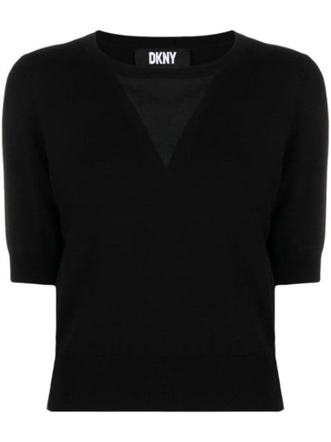 DKNY Cropped-Pullover mit V-Ausschnitt