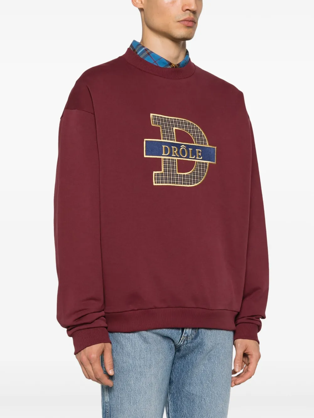 Drôle De Monsieur tartan-check cotton sweatshirt Rood