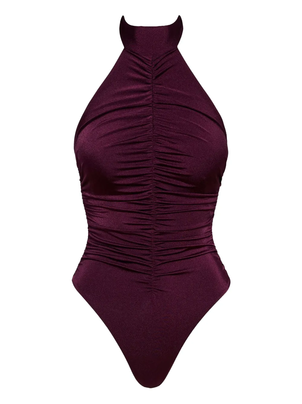 Noire Swimwear ruched halterneck swimsuit | Purple | Image 1