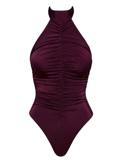 Noire Swimwear ruched halterneck swimsuit
