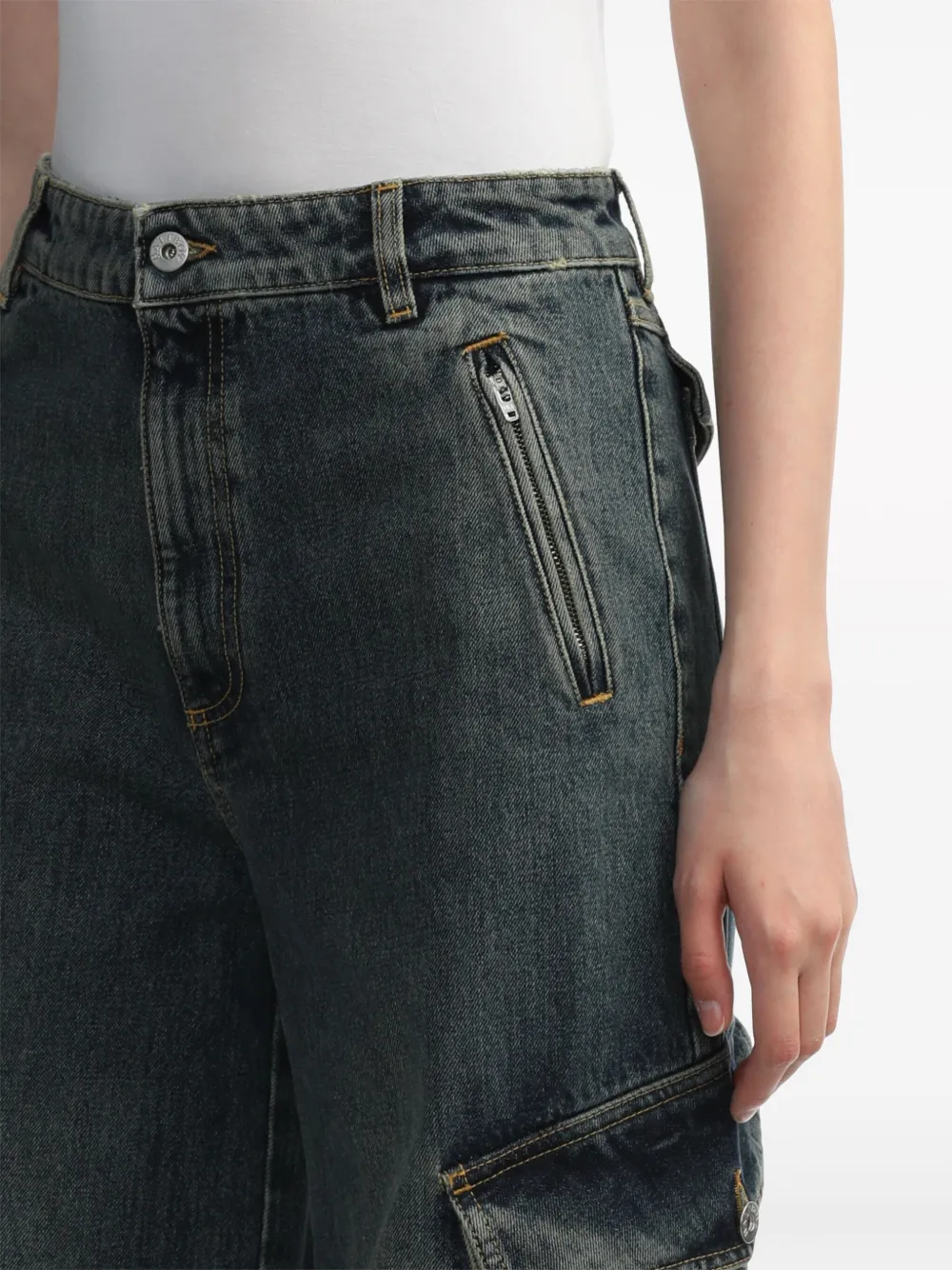 Shop Halfboy High-rise Wide-leg Cargo Jeans In Blue