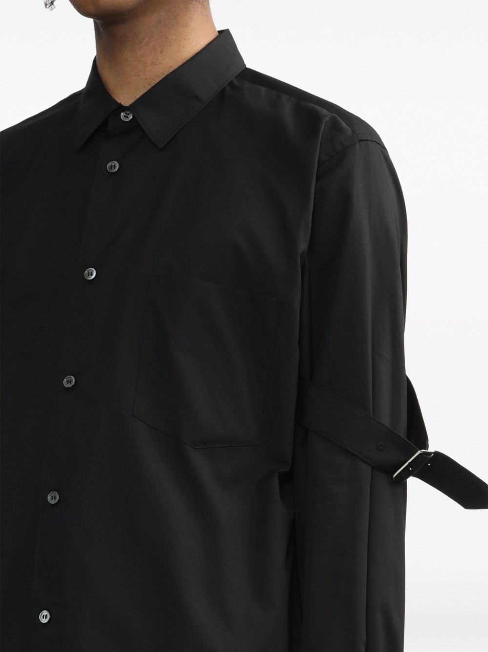 Shop Black Comme Des Garçons Buckle-detail Cotton Shirt In Black