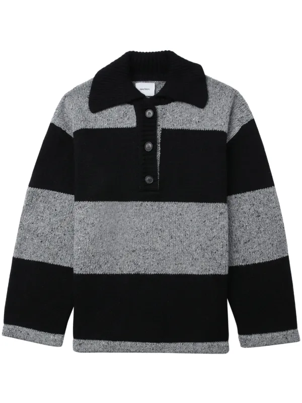 Halfboy Spread-collar Striped Jumper in Grey