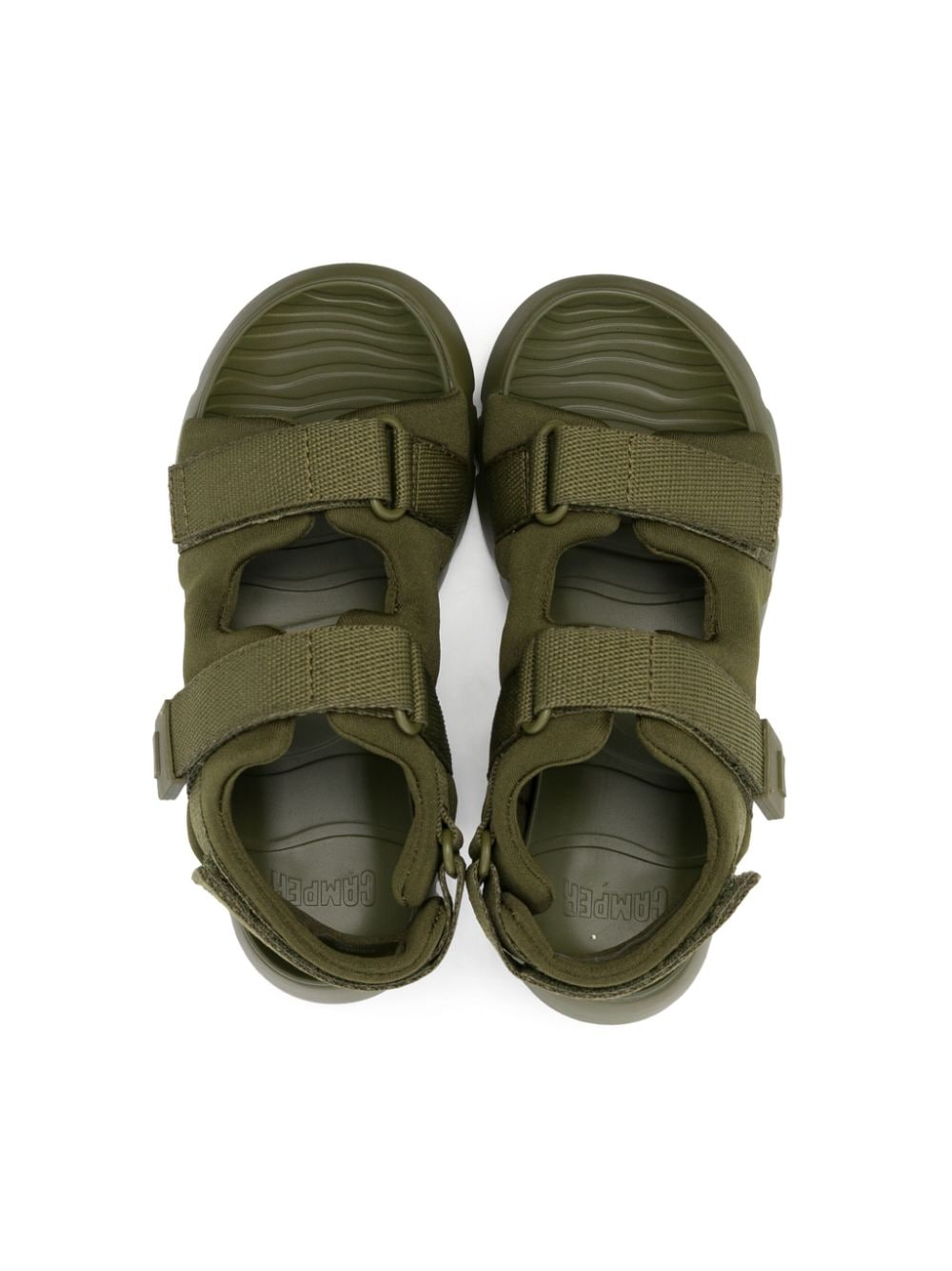Shop Camper Oruga Logo-embossed Sandals In Green