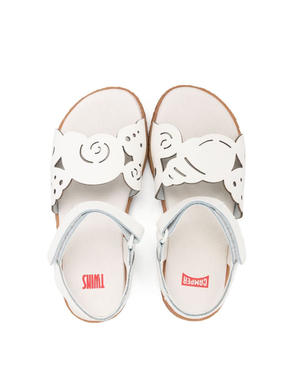 Shop Camper Miko Twins Laser-cut Detail Sandals In White