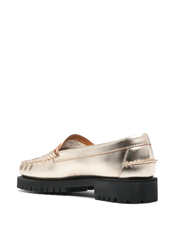 Sebago Dan 20mm Metallic Leather Loafers Gold FARFETCH JO