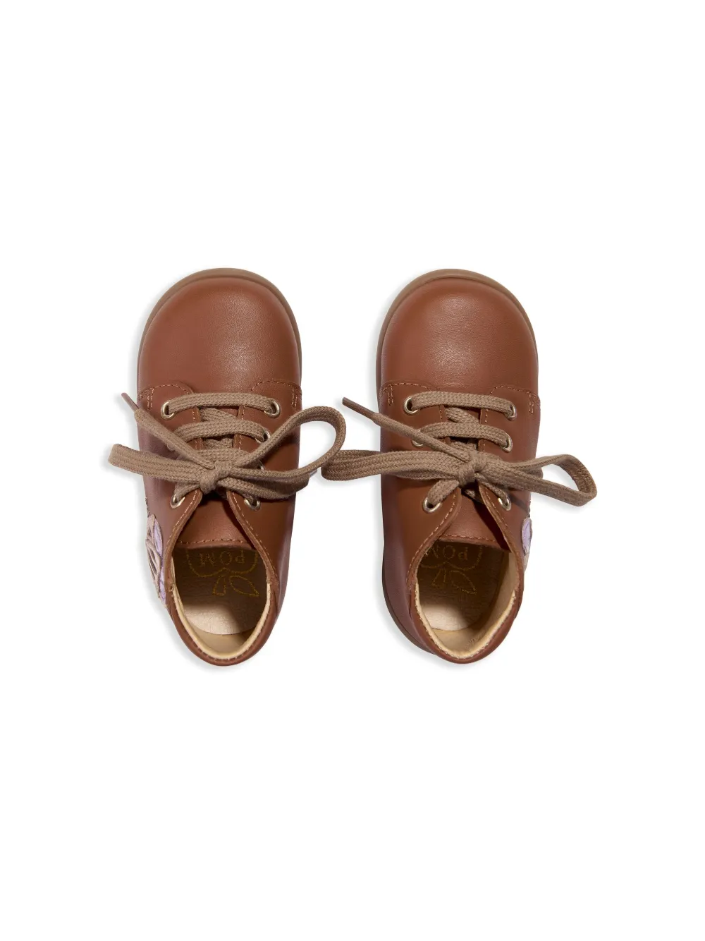 Pom D'api Brown Leather First Walker Boots In Brown