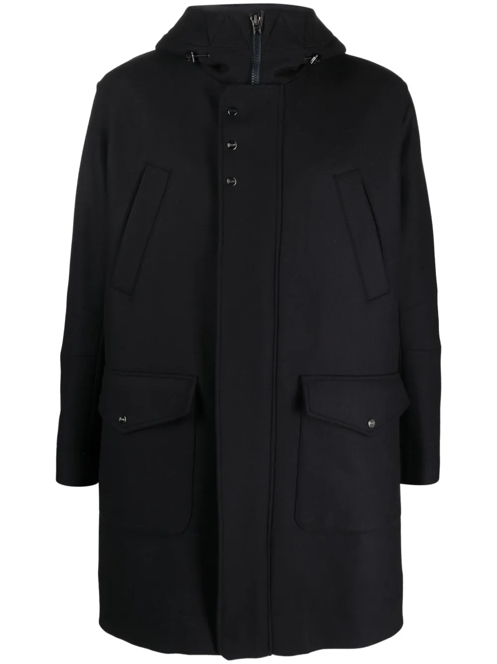 Herno Logo-plaque Fine-ribbed Parka Coat In Brown