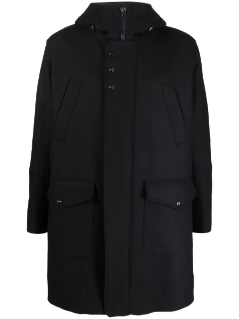 Herno logo-plaque fine-ribbed parka coat
