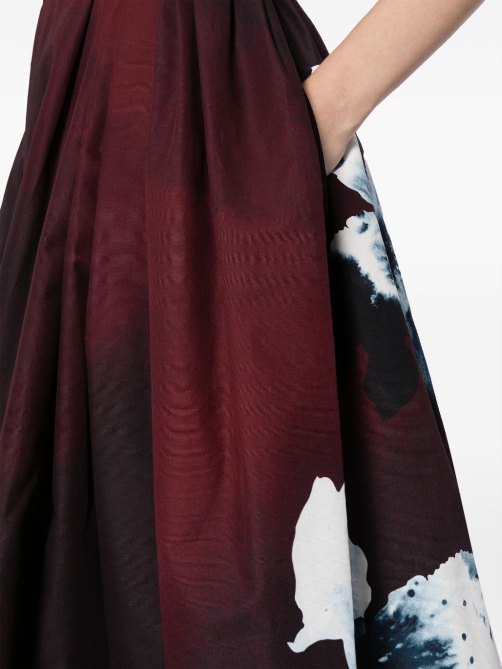 Shop Erdem Gilman Iris-print Cotton Flared Dress In Red