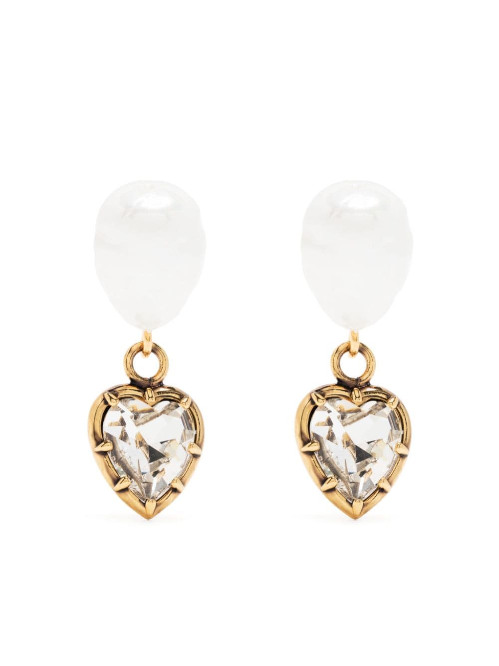 Shop Erdem Heart-motif Embellished Drop Earrings In White