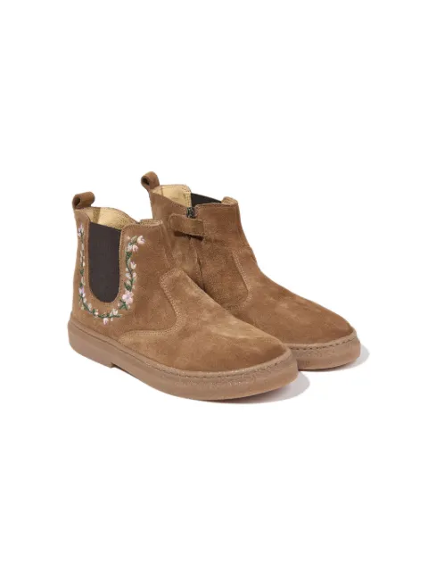 Pom D'api floral-embroidery suede boots