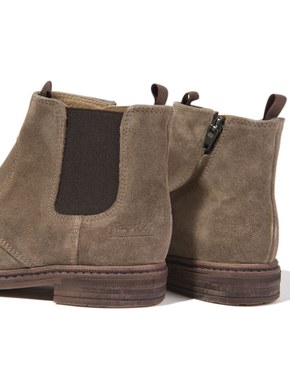 Shop Pom D'api Round-toe Suede Boots In Neutrals