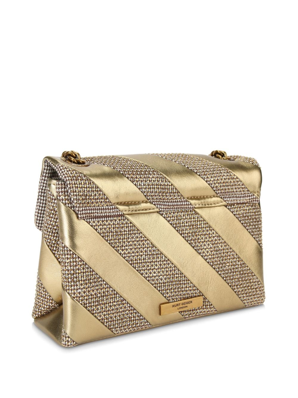 Shop Kurt Geiger Medium Kensington Crystal-embellished Crossbody Bag In Gold