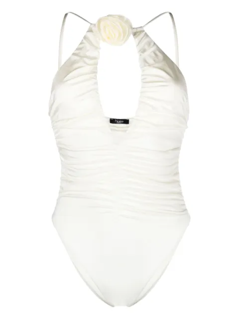 Noire Swimwear maillot de bain à fleur appliquée