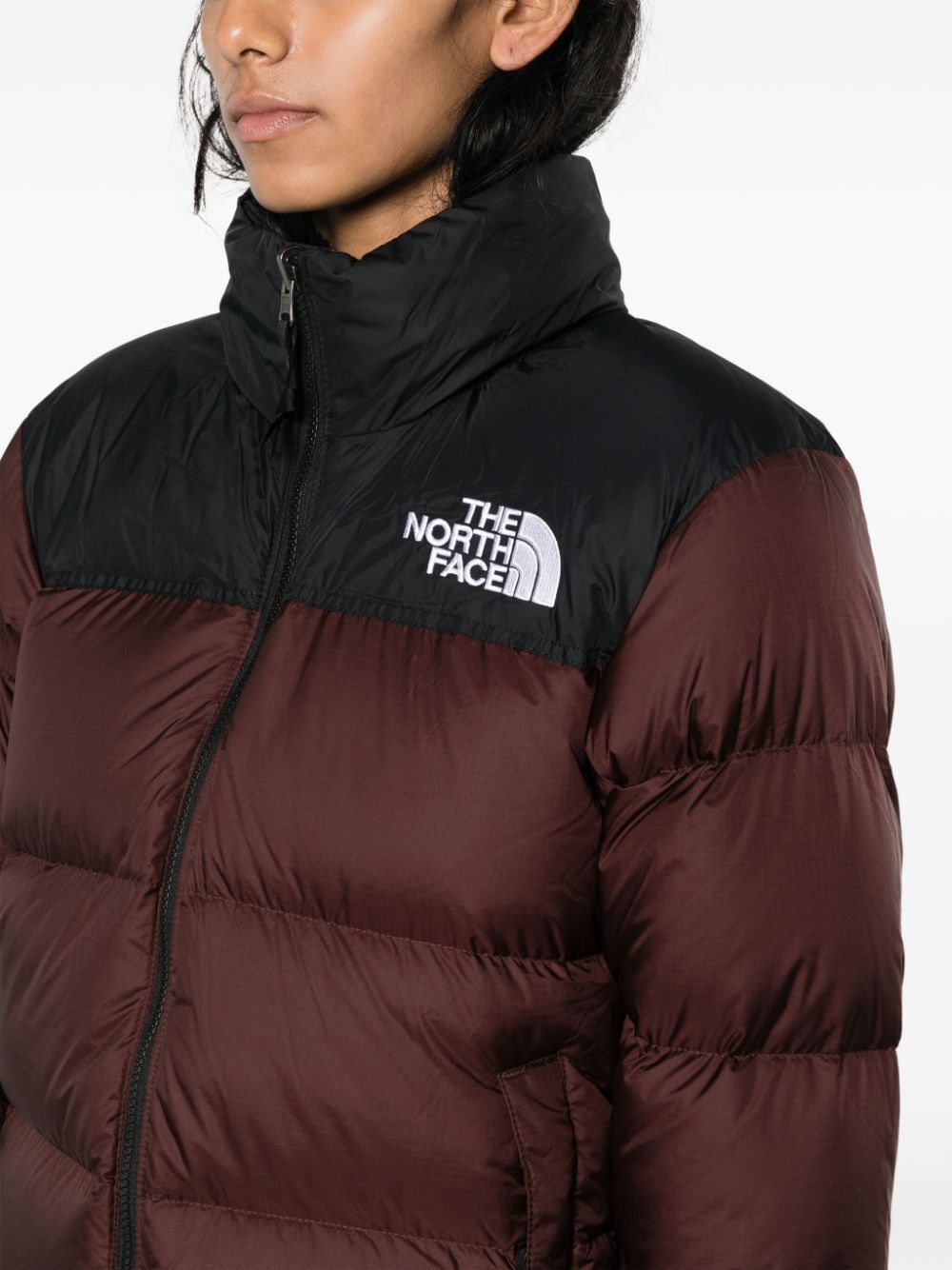 Shop The North Face Logo-embroidered Padded Jacket In Braun