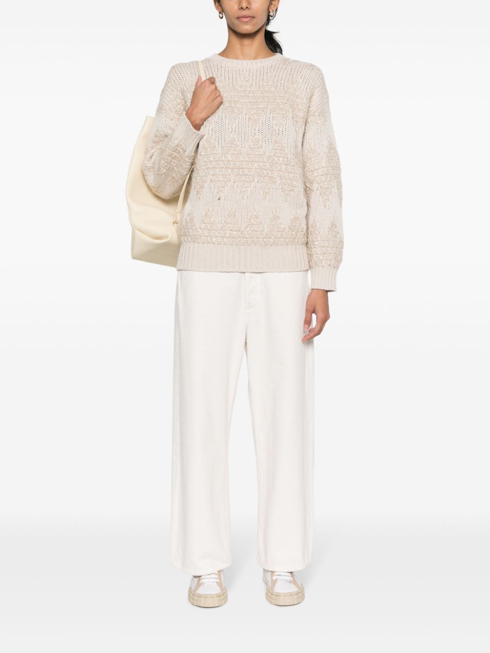 Brunello Cucinelli Dazzling Winter-jacquard jumper - Beige