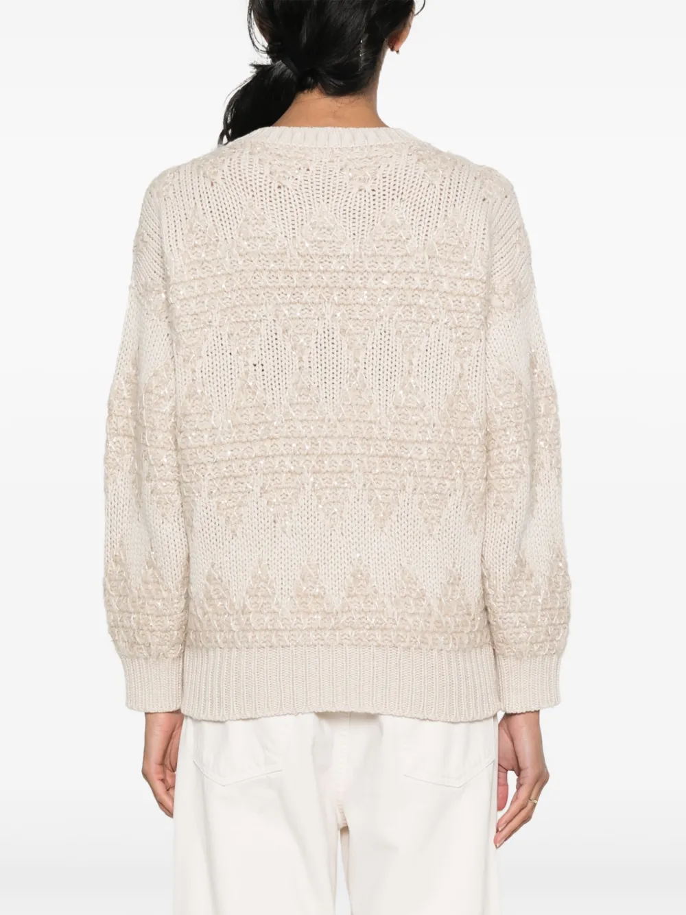 Brunello Cucinelli Trui met diamantpatroon Beige