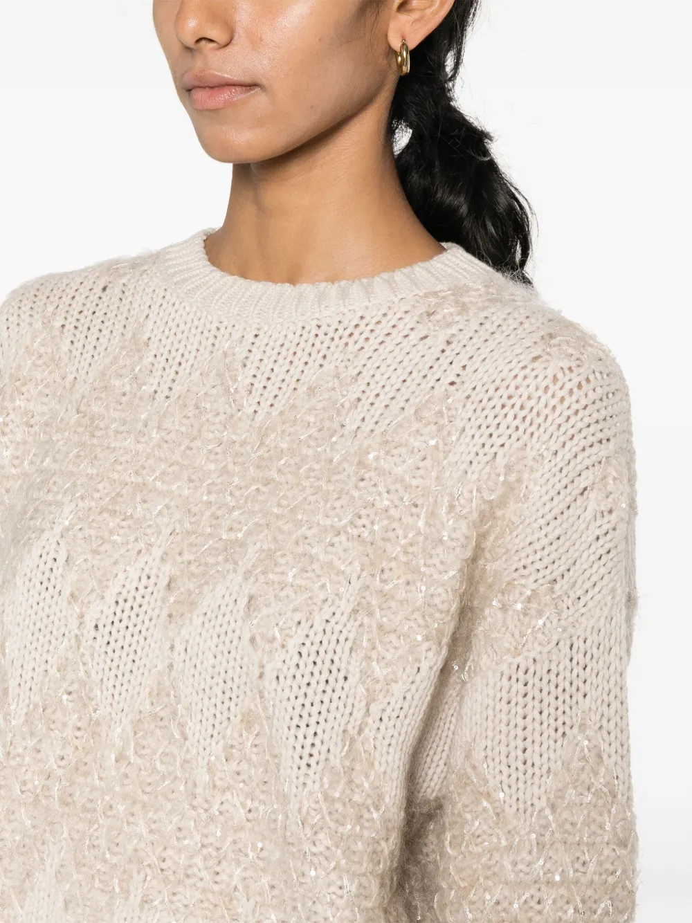 Brunello Cucinelli Trui met diamantpatroon Beige