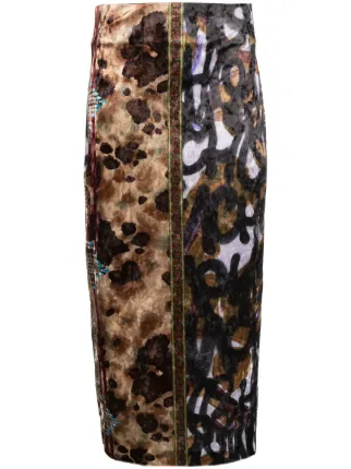 Leopard print clearance velvet pencil skirt