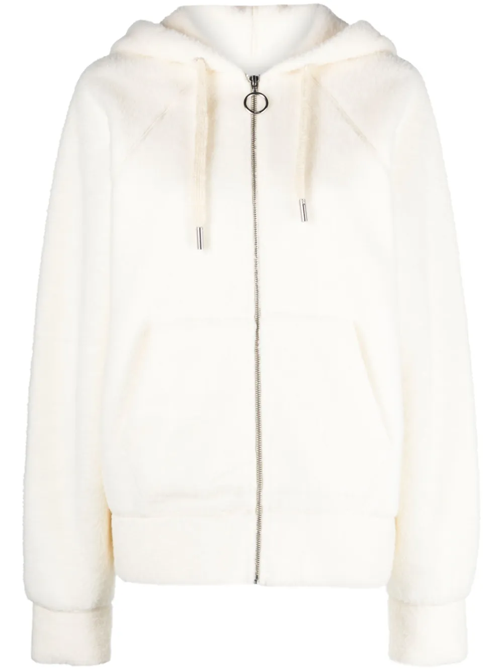 AMI Paris drawstring-fastening shearling jacket Wit