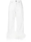 P.A.R.O.S.H. feather-trim stretch-cotton jeans - White