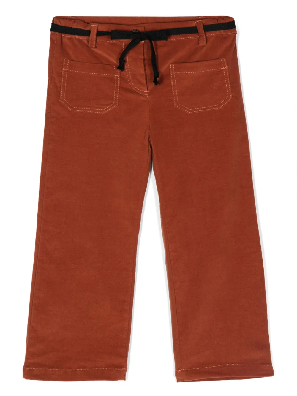 Babe And Tess Kids' Bow-detail Straight-leg Trousers In Orange