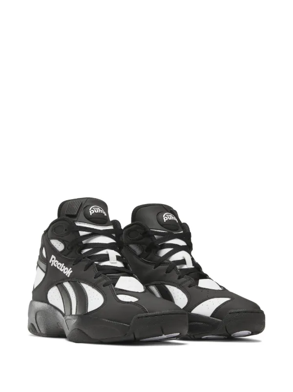 Black and white reebok pumps discount