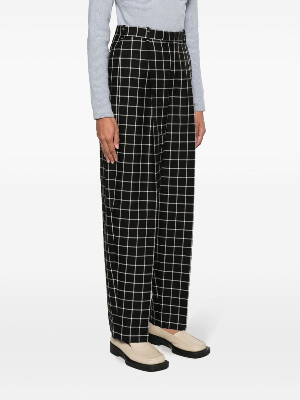 Shop Marni Check-pattern Wide-leg Cropped Trousers In Schwarz