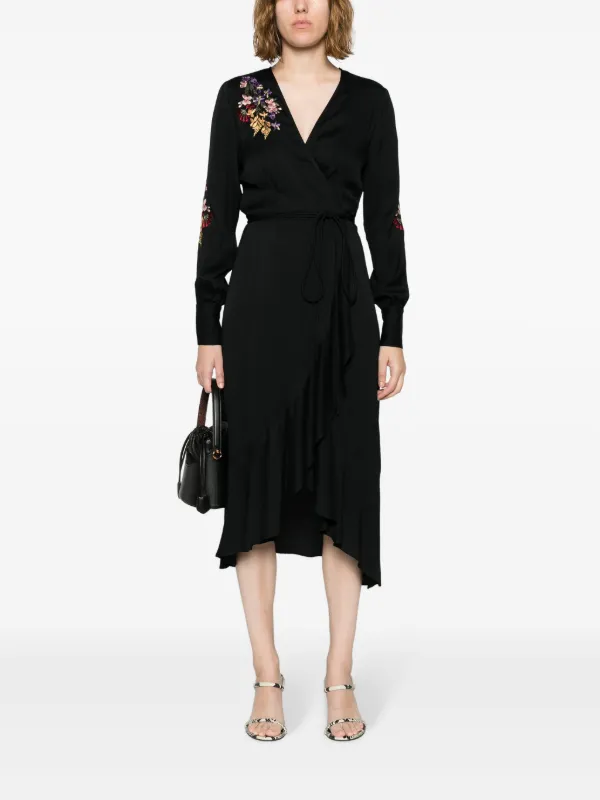 green emerald velvet dress Signature Wrap Dress in Noir Garden – Jennafer Grace main image 1