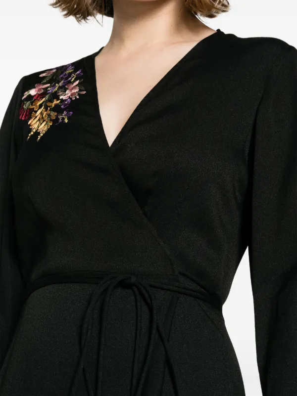 black embroidered wrap dress Ozeqo main image 1