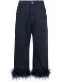 P.A.R.O.S.H. feather-trim stretch-cotton jeans - Blue
