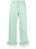 P.A.R.O.S.H. feather-trim stretch-cotton jeans - Green