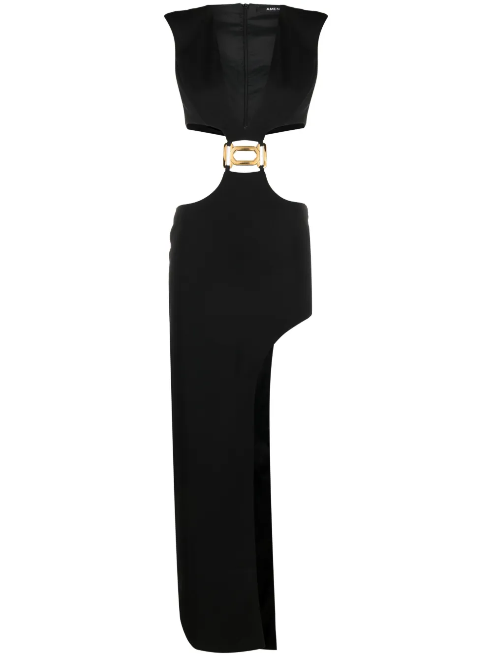 Amen Decorative-buckle Crepe Maxi Dress In Black