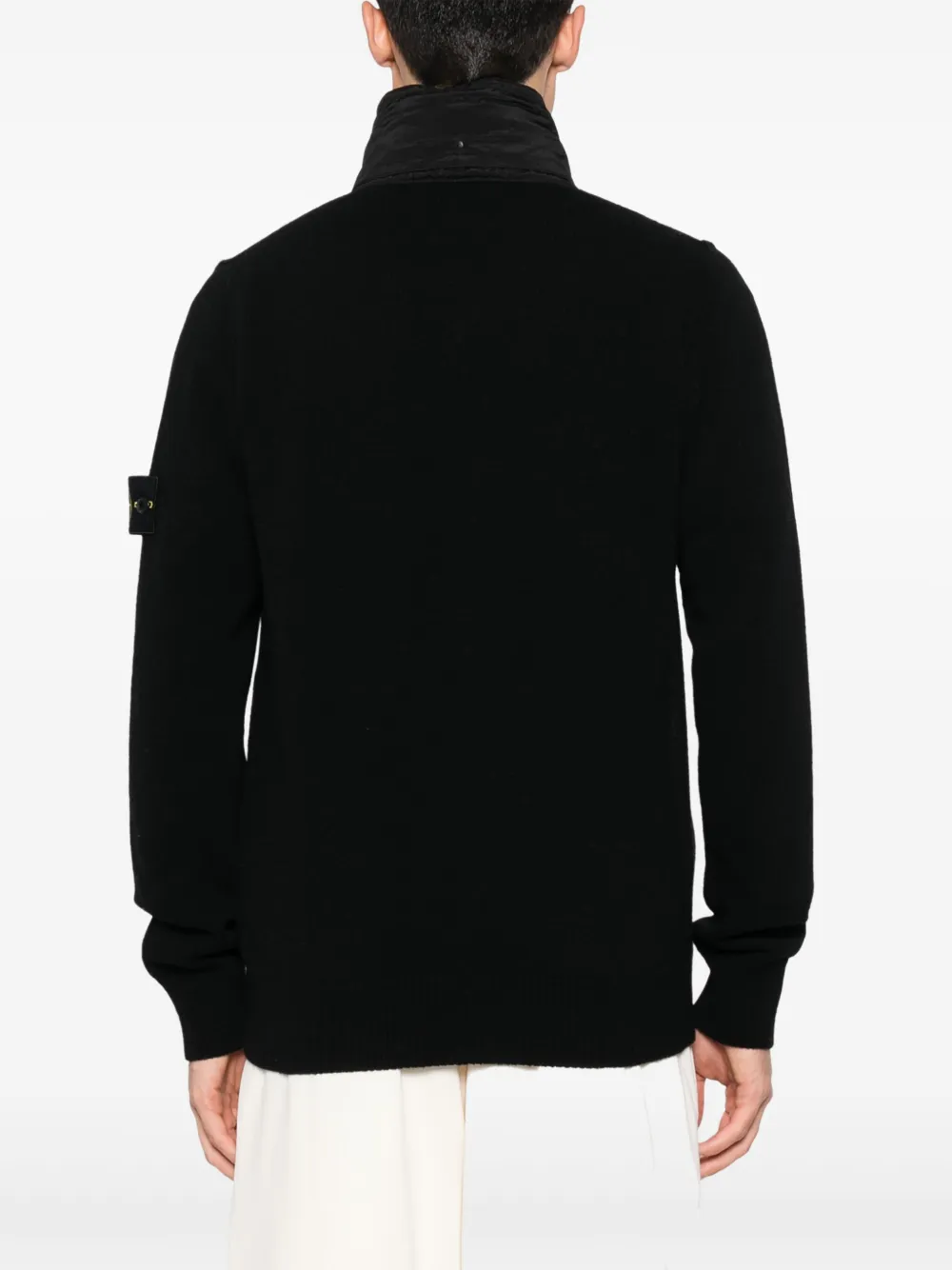 Shop Stone Island Compass-patch Zip-up Cardigan In Black