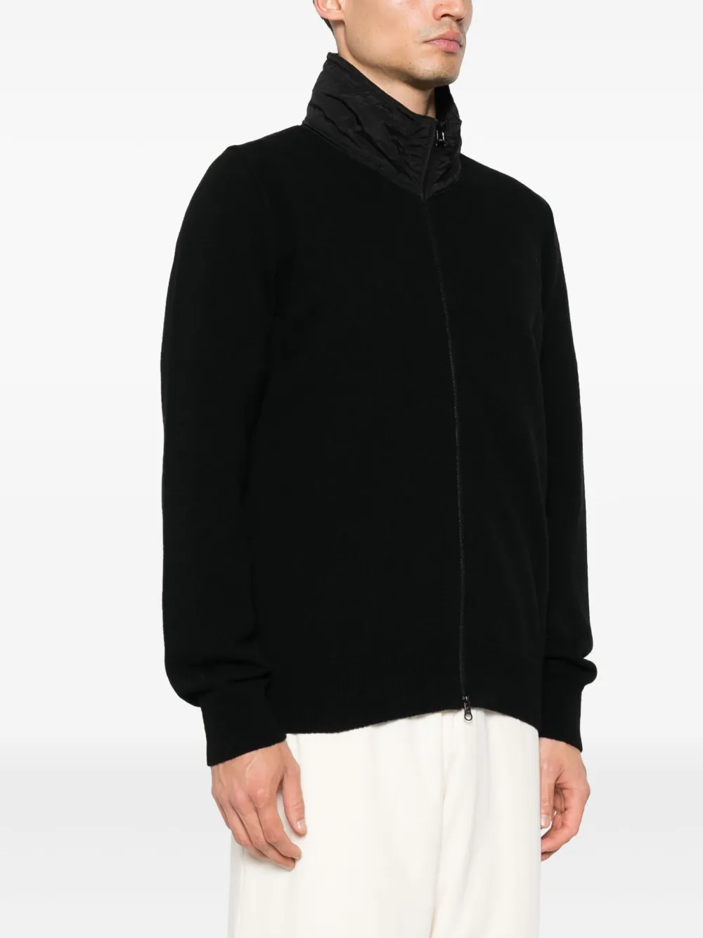 Shop Stone Island Compass-patch Zip-up Cardigan In Black