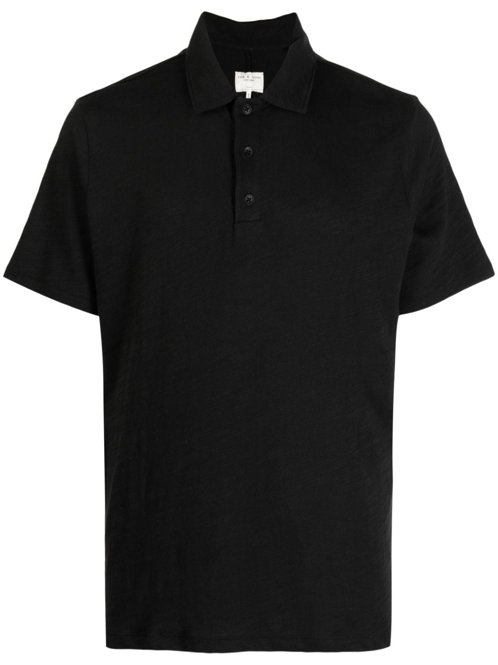 Rag & Bone Classic Flame Cotton Polo Shirt In Black