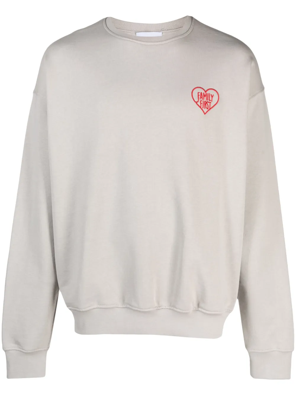 Family First Embroidered-detailed Cotton Sweatshirt In Grey