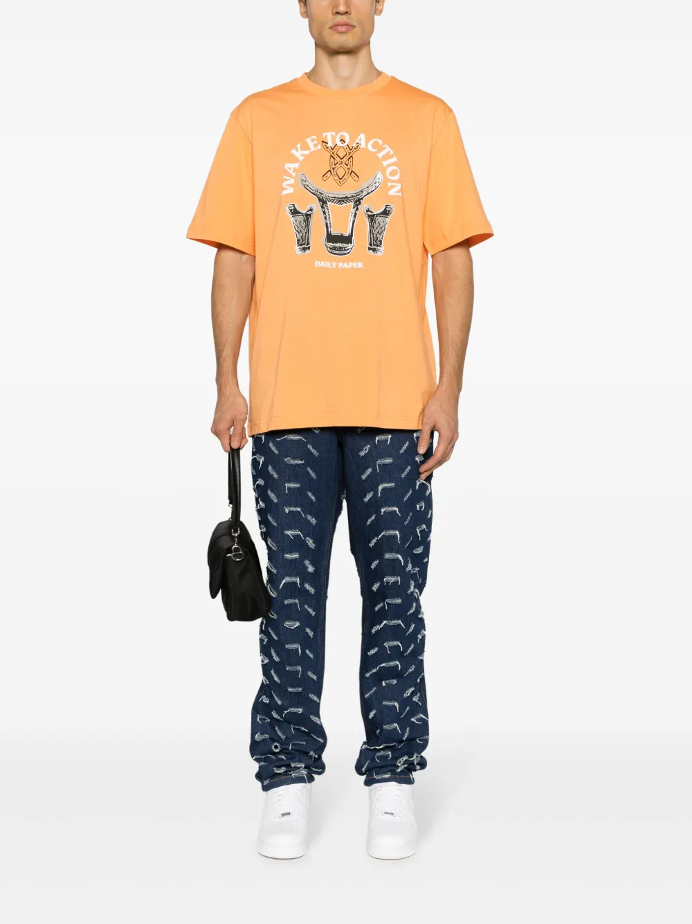 Daily Paper Rivo Wake To Action cotton T-shirt - Oranje