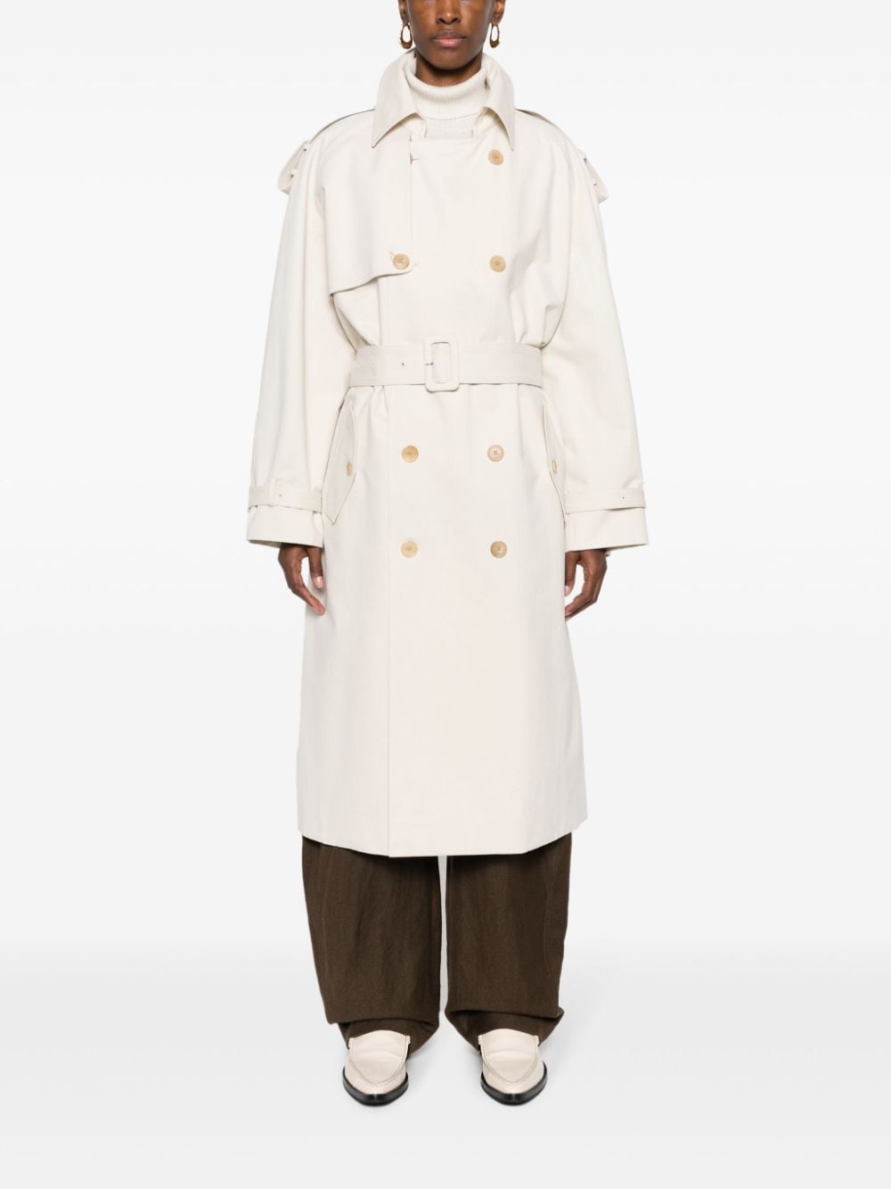 The Row double-breasted belted trench coat Beige