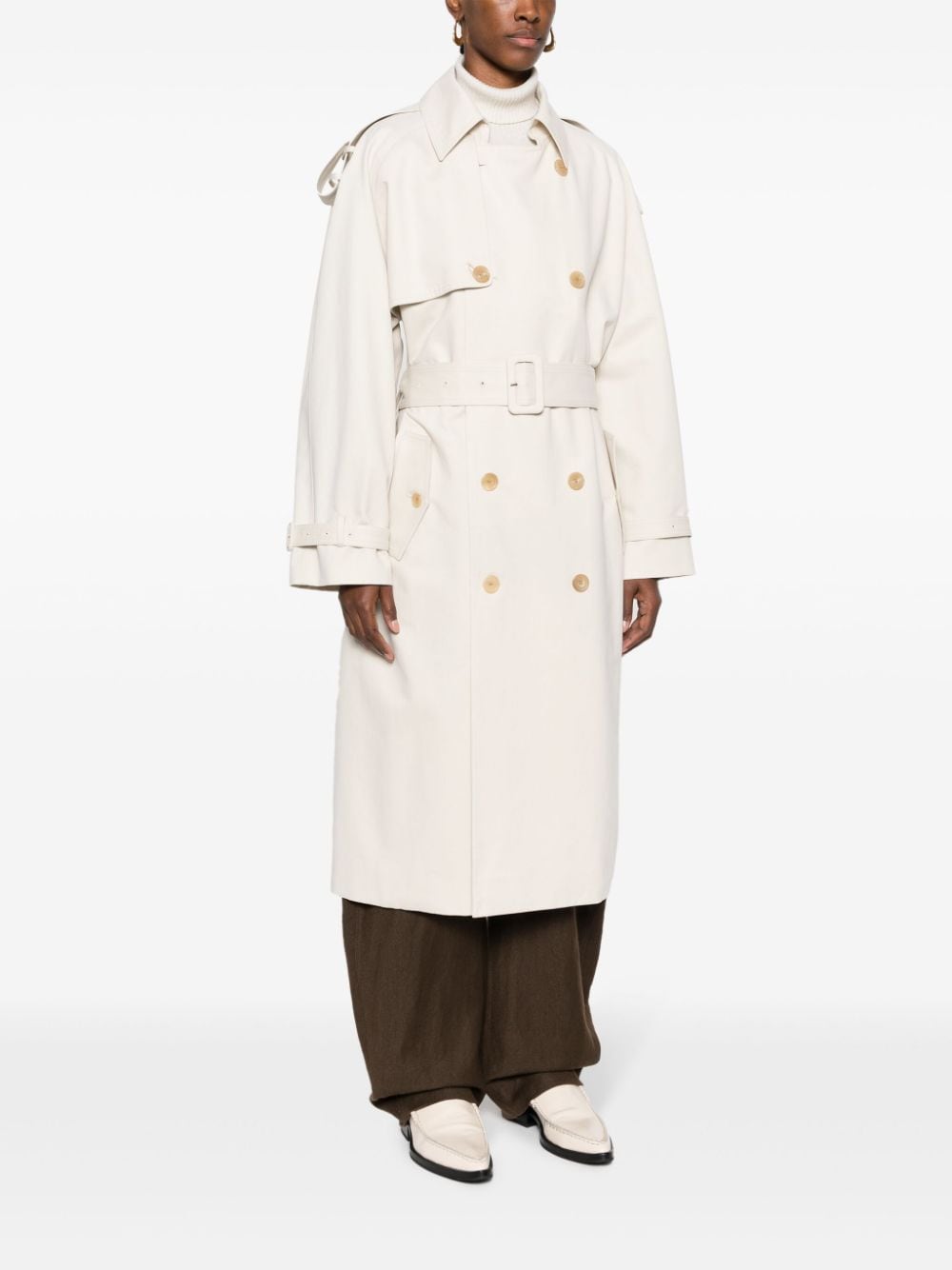 The Row double-breasted belted trench coat Beige