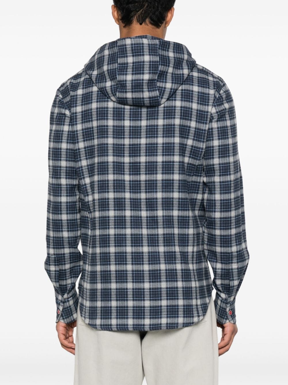 Shop Kiton Check-pattern Cotton Shirt In Blue