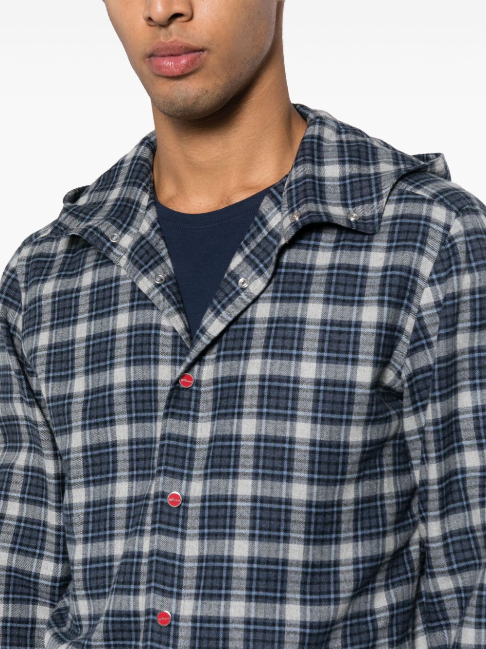 Shop Kiton Check-pattern Cotton Shirt In Blue