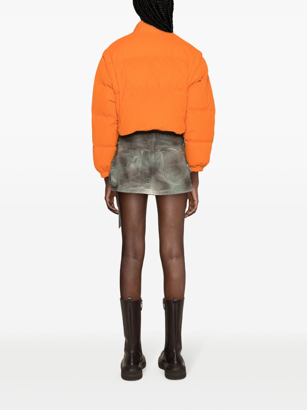 Shop Moncler Grenadelle Detachable-sleeves Puffer Jacket In Orange