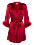 Gilda & Pearl Bibi feather-trim silk robe - Red