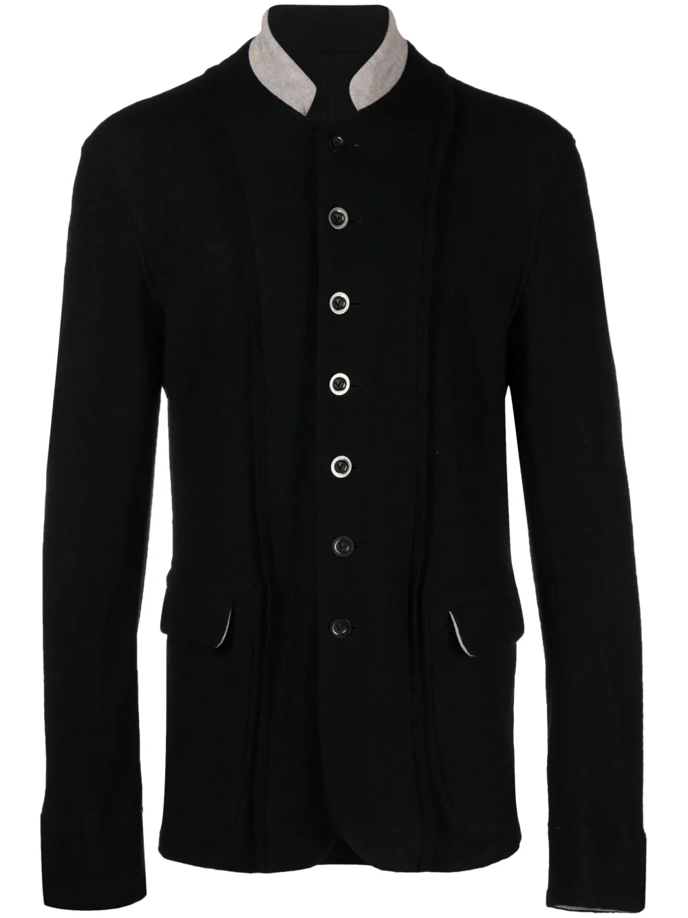 The Viridi-Anne Blazer met contrasterende kraag Zwart